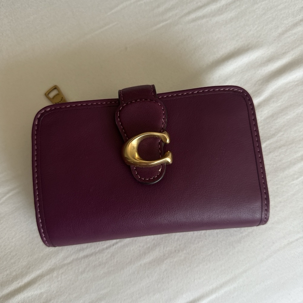 Coach Purple and Gold Leather Wallet